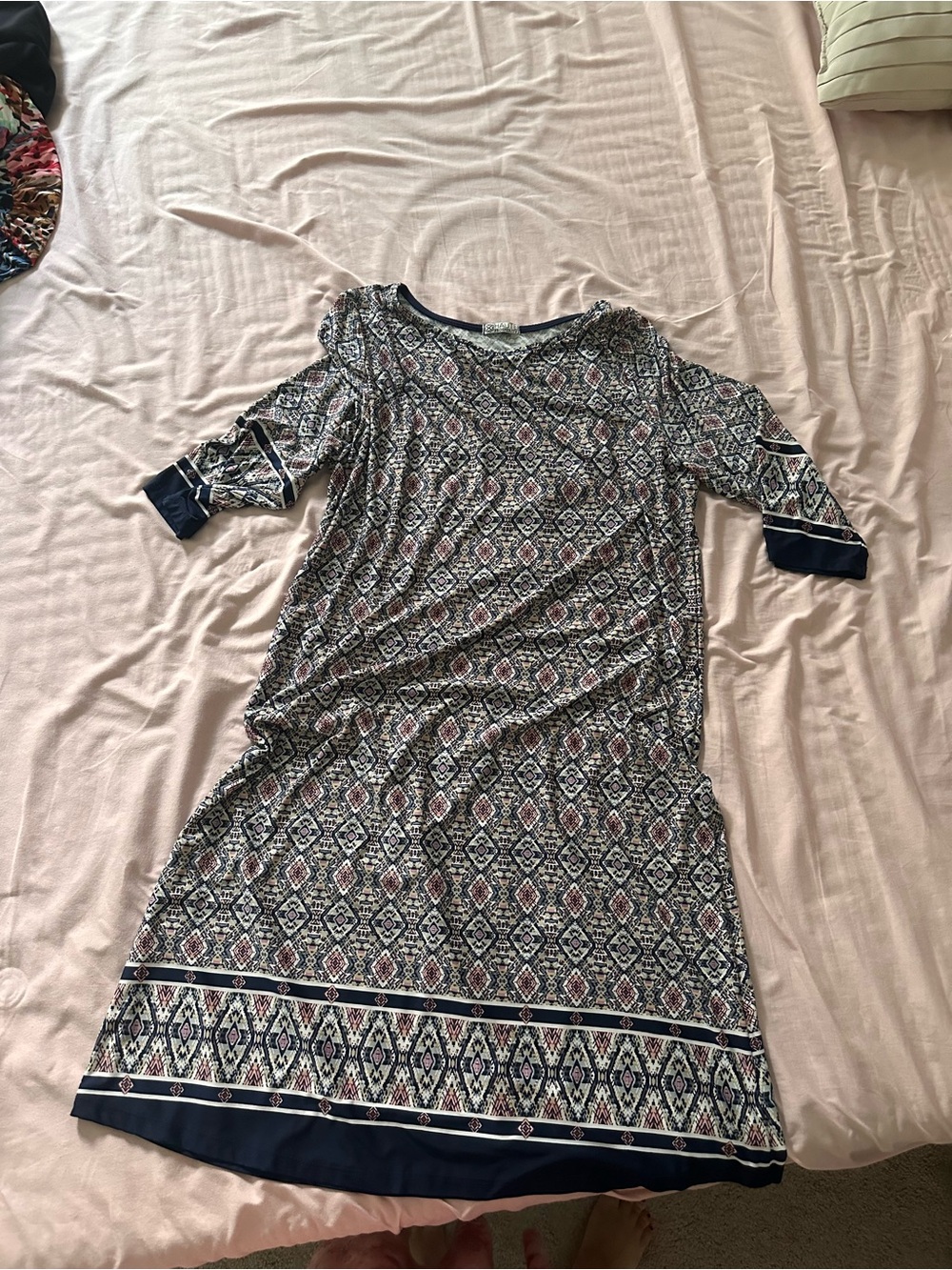 Women's Navy Patterned Dress - Haute prosperity Brand